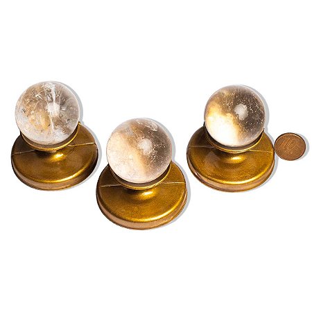 03 Esfera Cristal Pedra Natural 35 a 40mm 60 a 90g Tipo A