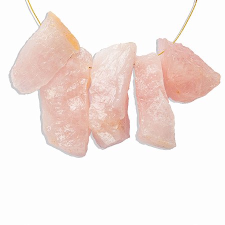 10 Pedra Quartzo Rosa Bruto Furo Vazado Montagem Colar