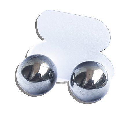 10 Brinco Bolinha Pedra Hematita Pino Tarraxa Banho Prateado