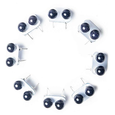 10 Brinco Bolinha Pedra Estrela Azul Tarraxa Banho Prateado136046