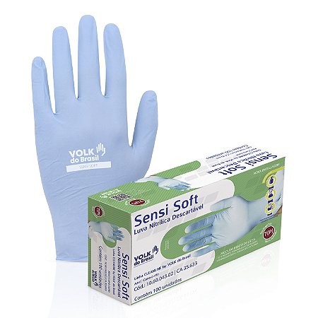 Luva Nitrílica Sensi Soft Descartável Com 100 Unidades Ca 35633 Volk
