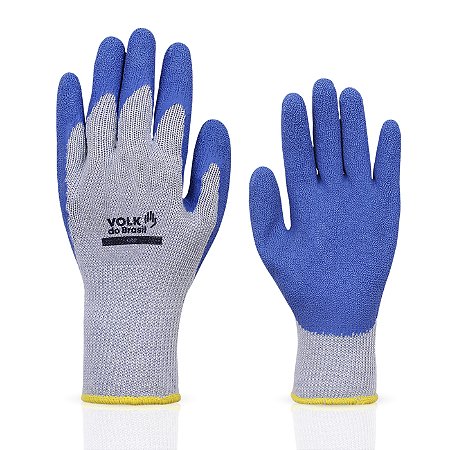Luva Látex Têxtil Grip Azul CA18007 Volk