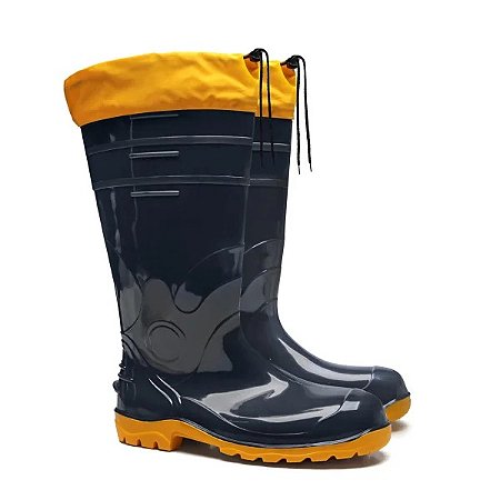 Bota De Pvc Cano Longo Preta Com Polaina Ca 37455