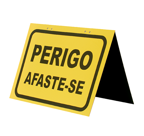 Cavalete PVC Duplo PERIGO AFASTE-SE Horizontal 34X47