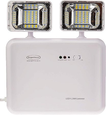 Iluminação de Emergência LED Autônoma 1200 Lúmens 2 Faróis