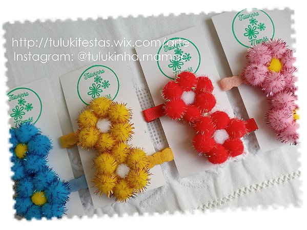 Presilha Flor PomPom