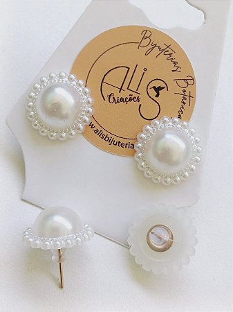 Brinco Perolado Bordado