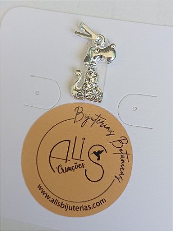 Pingente Dog Cravejado Prata