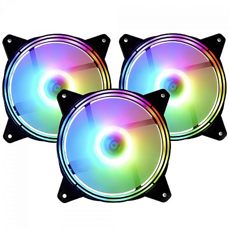 Kit 3 Fan Liketec Colorfull ARGB, 120mm + Controladora + controle