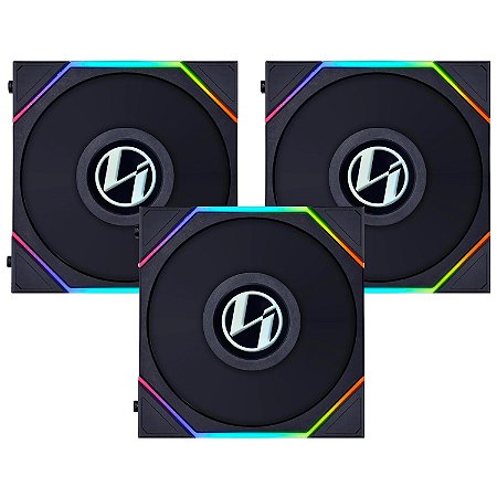 Kit 3 Cooler Lian Li Uni Fan TL LCD 120 RGB REVERSE + Controlador, Preto