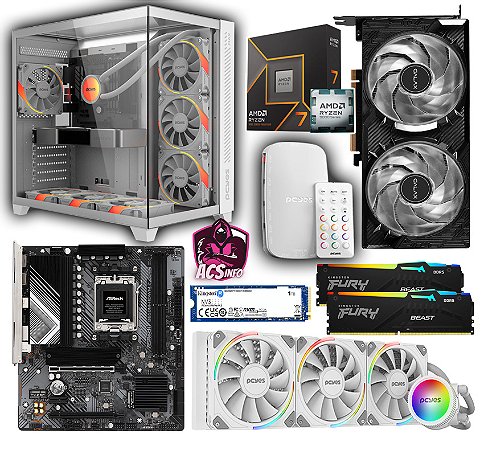 PC Gamer AMD Ryzen 7 9700x + RTX 5060 + 32GB DDR5 RGB + SSD 1TB NVME + B650M