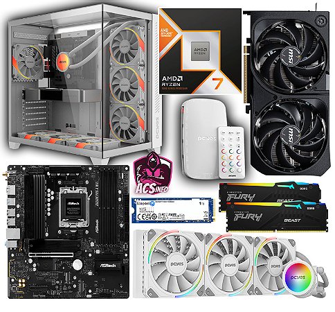 PC Gamer AMD Ryzen 7 9800x3D + RTX 5070 + 32GB DDR5 RGB + SSD 1TB NVME + B850M