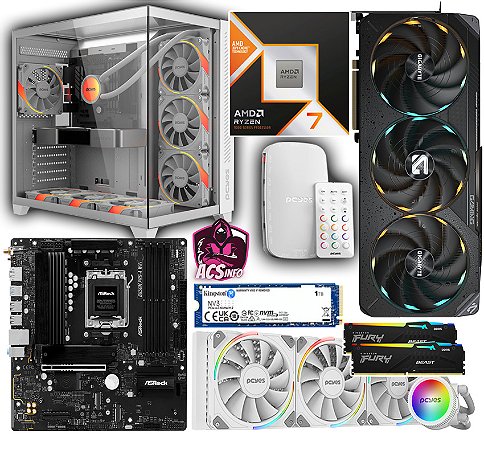 PC Gamer AMD Ryzen 7 9800x3D + RTX 5090 + 32GB DDR5 RGB + SSD 1TB NVME + B850M