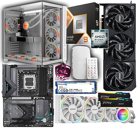 PC Gamer AMD Ryzen 9 9950x3D + RTX 5070 TI + 32GB DDR5 RGB + SSD 1TB NVME + X870