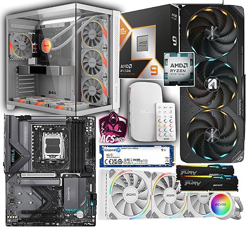 PC Gamer AMD Ryzen 9 9950x3D + RTX 5090 + 64GB DDR5 RGB + SSD 1TB NVME + X870
