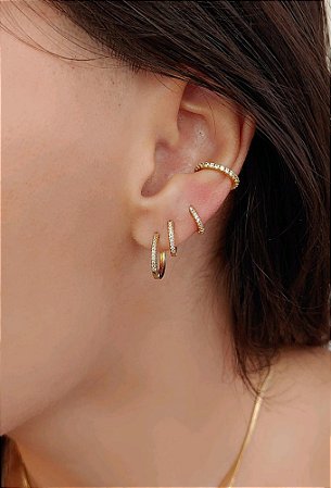 TRIO DE ARGOLINHAS COM ZIRCÔNIAS