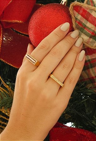 ANEL REGULÁVEL GEOMÉTRICO CRAVEJADO COM PÉROLAS