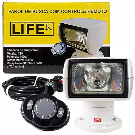 Farol De Busca Nautico Direcional Controle 100w 12v Lanchas