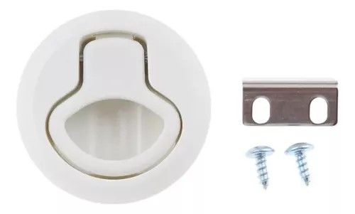 Puxador Trinco Náutico Redondo Nylon 61x35mm S/ Chave Branco