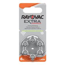 Bateria para Aparelho Auditivo Rayovc P13, Cartela com 6 unidades.