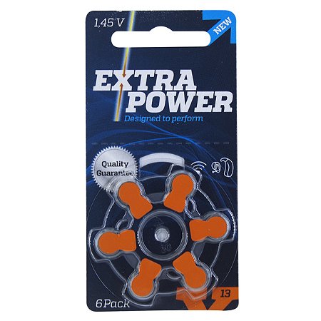Bateria para Aparelho Auditivo Power One P13, Cartela com 6 unidades.