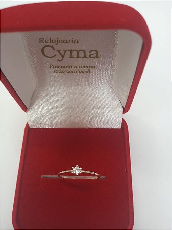 Anel Solitário em Prata 950, Pedrinha Zirconea Branca Transparente de 2,00mm , Altrura médio da Coroa 4mm - Peso médio 1,0 Grama