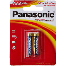 Pilha Panasonic Alcalina AAA Palito, Cartela com 02 unidades.