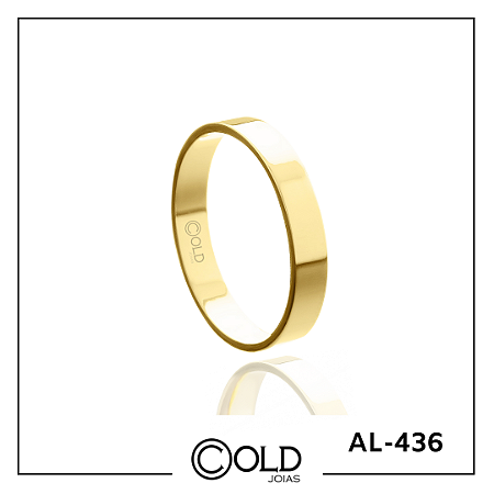 Aliança em Ouro 18k Reta com núcleo em Prata 950 - peso médio 2,00 gramas Ref.: AL436