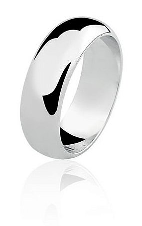 Aliança em prata 950, Acabamento Liso, banho de ouro branco, Altura: 2mm, Largura: 7mm, Peso Médio: 5,60 Gramas. Ref.: ALRJ02