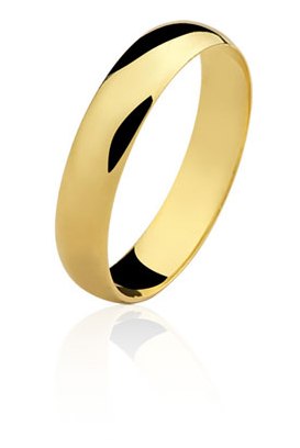 Aliança em Ouro 18k Amarelo, Aboulada, Acabamento Liso, Altura: 1mm, Largura: 4mm, Peso Médio: 2,30 gramas, Ref.: RC 203