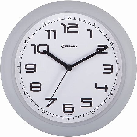 RELOGIO PAREDE EURORA 26X26X5 CM REDONDO LISO - 6517 CINZA