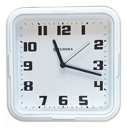 RELOGIO PAREDE EURORA 24X24,5X5 CM QUADRADO LISO - 6540 BRANCO