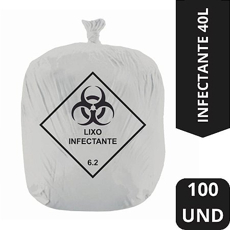 SACO P/ LIXO 40L INFECTANTE HBI0401 - BRANCO PC C/ 100