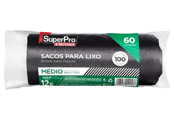 SACO LIXO 60L MEDIO C/ 100 UN SP18060PRM SUPERPRO