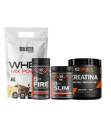 KIT PÉ NA PORTA 2.0 (WHEY + KIT FOGO NO CACHORRO + CREATINA)