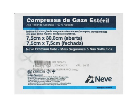 COMPRESSA DE GAZE 13 FIOS EST 7,5X7,5 SAFE C/05UN NEVE