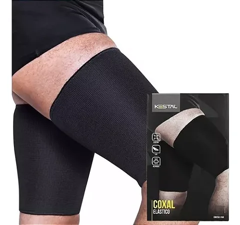 Coxal Elástico Esportivo Preto - Tamanho G (par)
