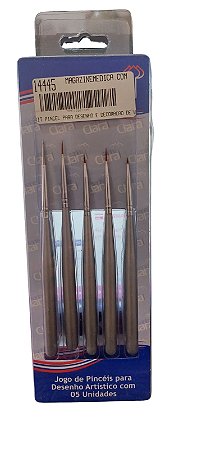 KIT PINCEL PARA DESENHO E DECORACAO DE UNHA 5UN