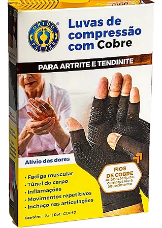 LUVAS DE COMPRESSAO C/ COBRE P/ ARTRITE E TENDINITE - P/M