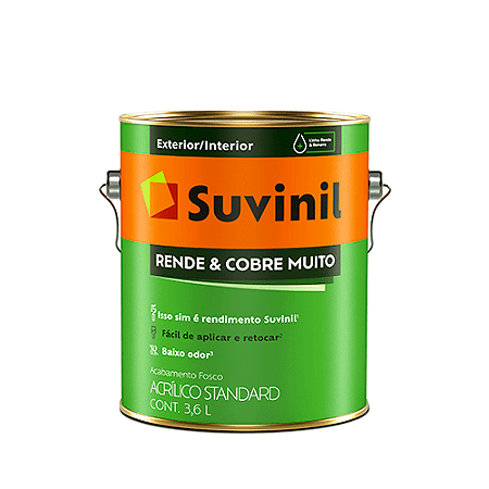 Tinta Suvinil Acrílica Fosca Rende e Cobre Muito 3,6L