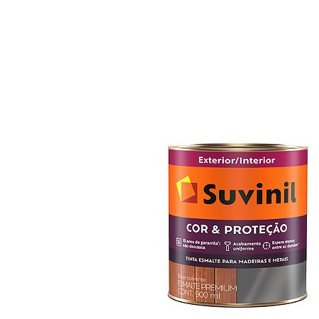 Tinta Esmalte Sintético Base Solvente Cor e Proteção Brilhante Branco 900ml Suvinil