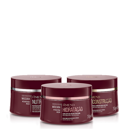 KIT MÁSCARA CRONOGRAMA CAPILAR AMEND HIDRATAÇÃO, NUTRIÇÃO E RECONSTRUÇÃO