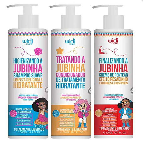 KIT JUBINHA KIDS SHAMPOO, CONDICIONADOR E CREME DE PENTEAR EFEITO PESADINHO 300ML |