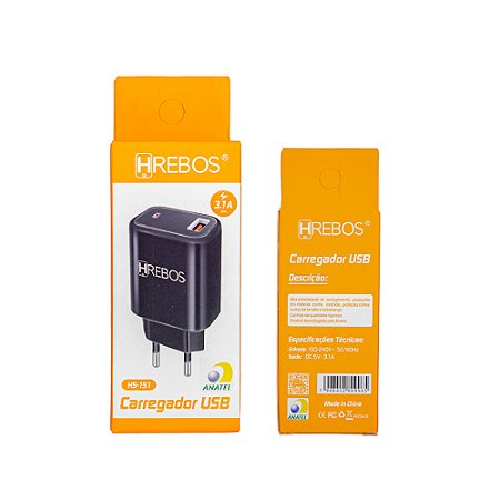 Fonte Usb Sem Cabo Hrebos 3.1a Hs151