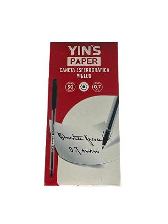 Caneta Esferográfica Preta Kit 50 Pçs Yin'S Paper Yp8149