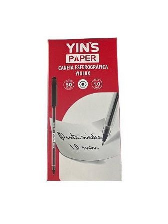Caneta Esferográfica Preta Kit 50 Pçs Yin'S Paper Yp8146