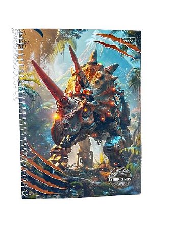 Kit 5 Unid Caderno Univ 96 Fls 1 Mat Com Adesivo Cyber Dinos