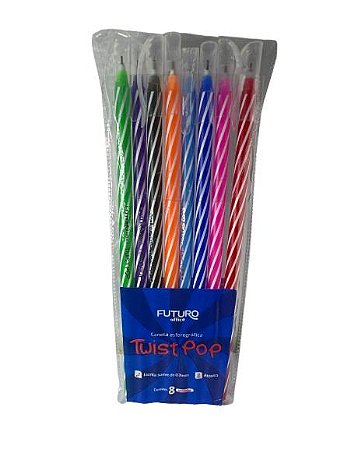 Caneta Esferográfica Twist Pop Colorida 8 Unidades Futuro Fo232241
