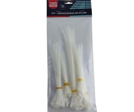 Kit Abraçadeira De Nylon Branca Yin's Paper Yp7371
