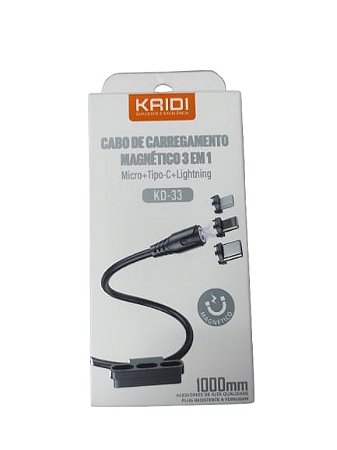 Cabo Magnético 3 em 1 Kaidi Kd33